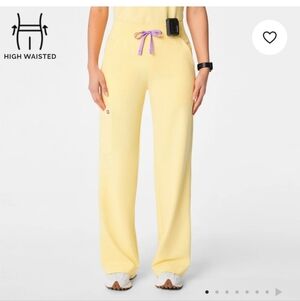 Figs BUTTER YELLOW High Waisted Isabel Wide Leg Scrub Pants - XL Petite - NWT